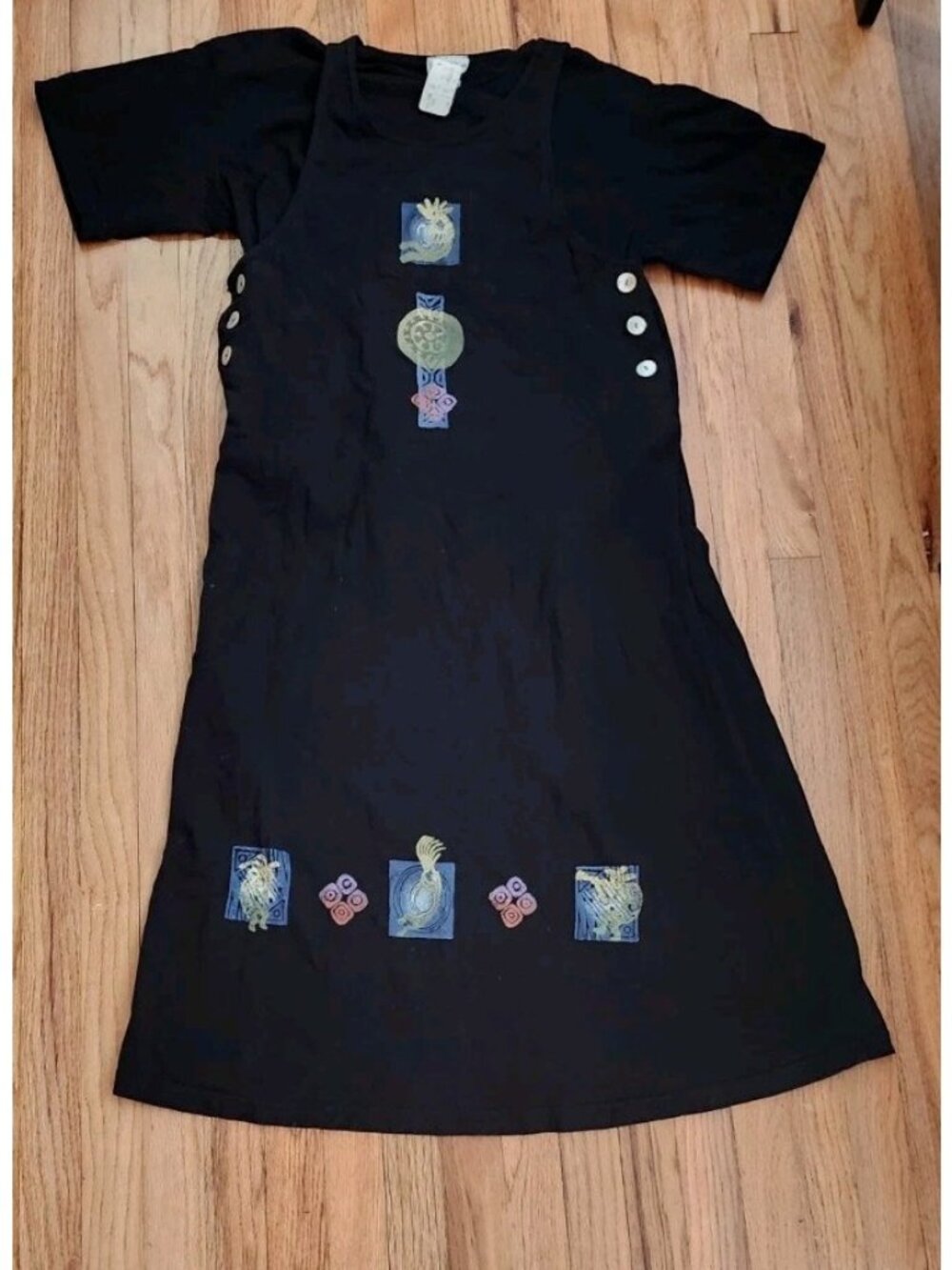 Match Point Dress Black W/ Top Kokopelli Lagenlook Oversized Vintage USA Medium